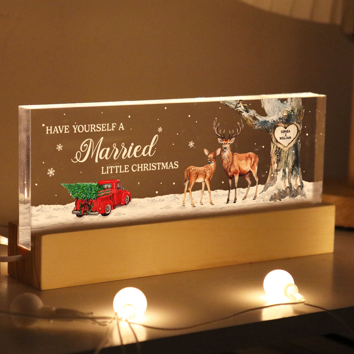 God Blessed The Broken Road Personalized Acrylic Block LED Night Light, Christmas Gift for Couples