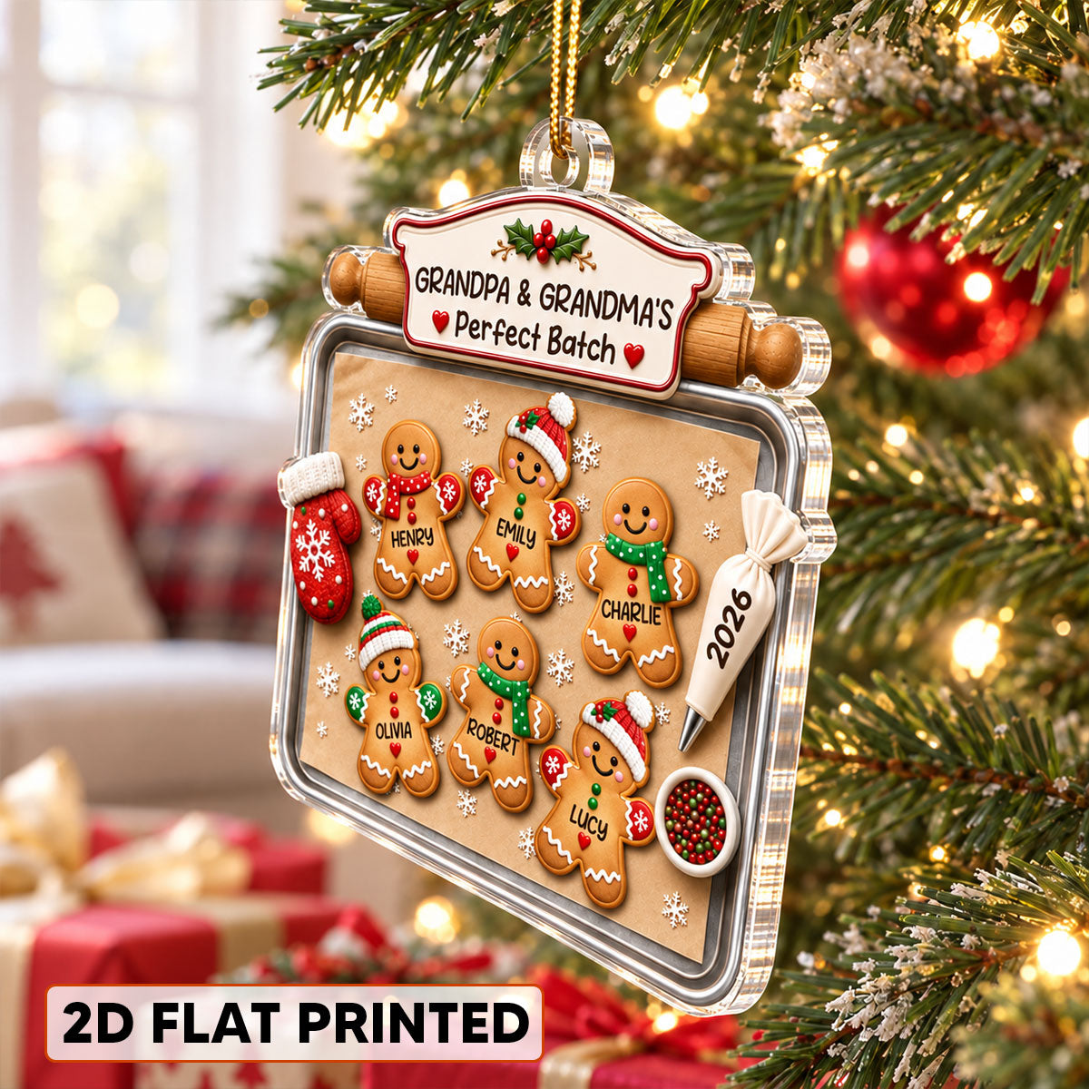 Grandpa Grandma's Perfect Batch Cute Gingerbread Grandkids - Personalized Acrylic Ornament - Christmas Decor For Grandparents