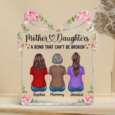 Back View Mother And Daughters Gift For Mom Personalized Gift Shaped Acrylic Plaque