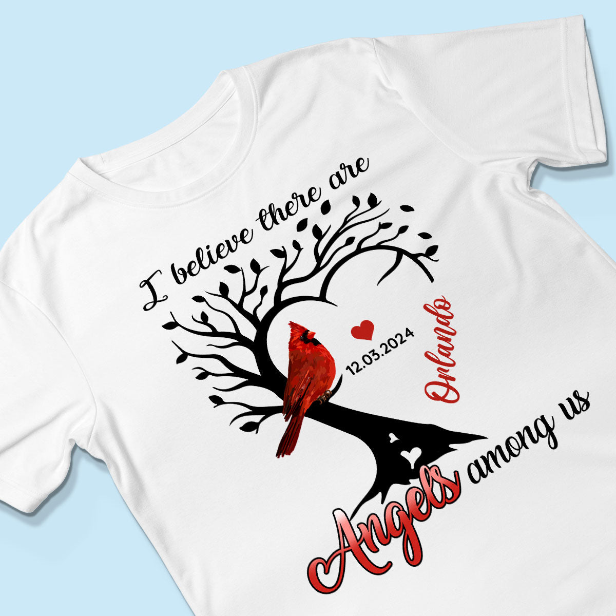 Cardinal Heart Personalized Shirt Memorial Sympathy Shirt