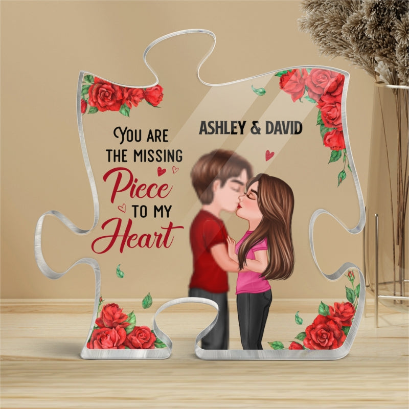Rose You Are My Missing Piece Doll Couple Kissing Gift For Him For Her Personalized Puzzle Acrylic Plaque