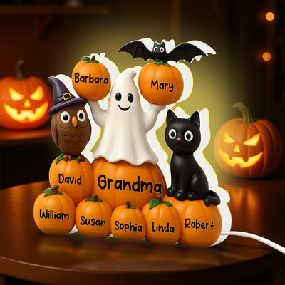 3D Effect Halloween Grandma Pumpkins Kids Names Personalized LED Light Box