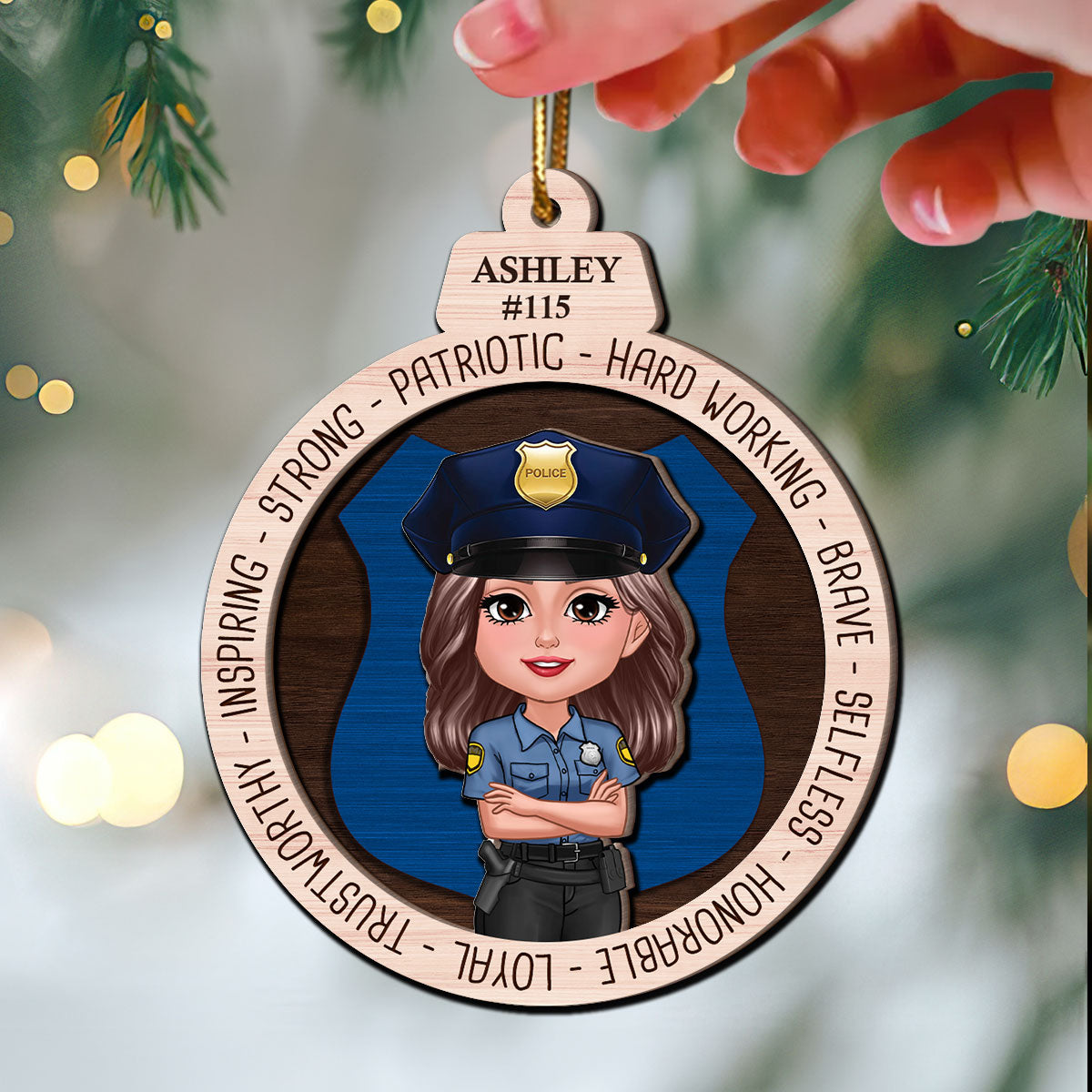 Proud Occupation Appreciation Gift For Police Firefighter Nurse Personalized 2-Layer Wooden Ornament