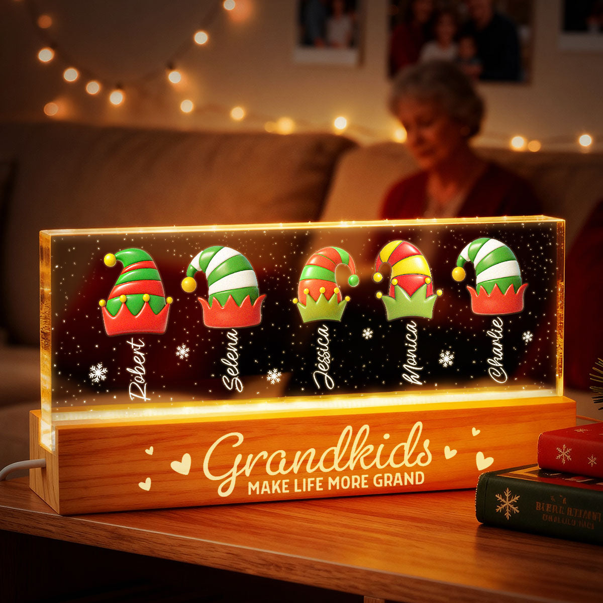 Grandkids Make Life More Grand - Personalized LED Night Light - Heartwarming Christmas Gift For Grandma, Grandkids, Family