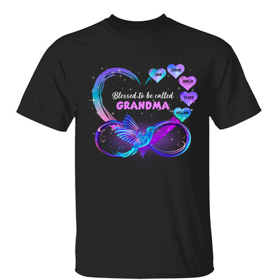 Grandma Mom Heart Infinity Hummingbird Personalized Shirt