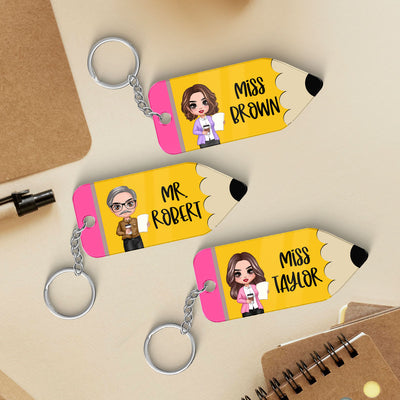 Doll Teacher Personalized Pencil Acrylic Keychain