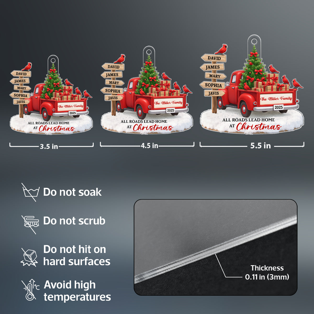 All Road Leads Home at Christmas - Personalized Acrylic Ornament - Christmas Gift for Family