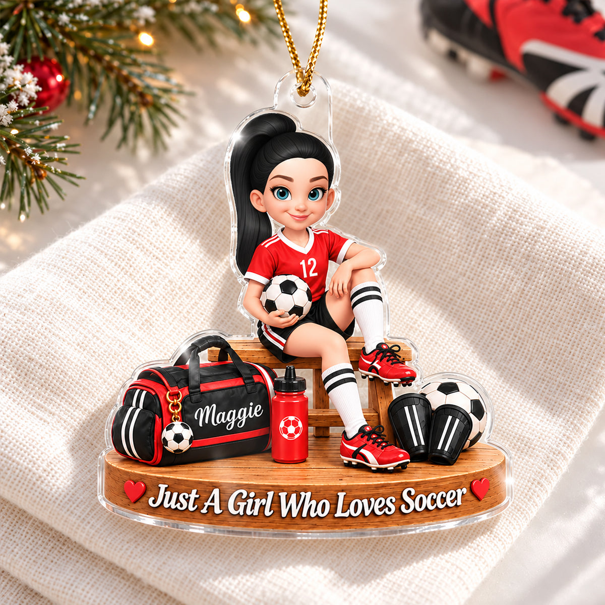 Just a Teen Who Loves Soccer - Personalized Acrylic Ornament - Christmas Gift for Daughter, Granddaughter, Niece