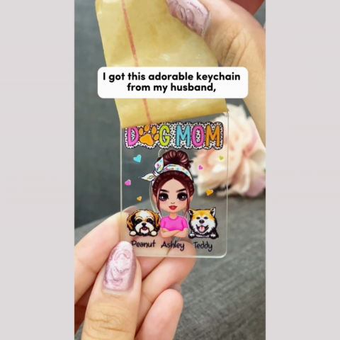 Exclusive Dog Mom Summer Vibes: Personalized Sassy Peeking Dogs Acrylic Keychain