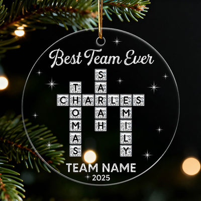 Best Team Ever Shining Effect Crossword Puzzle - Personalized Acrylic Ornament - Coworkers, Colleagues Gift Exchange