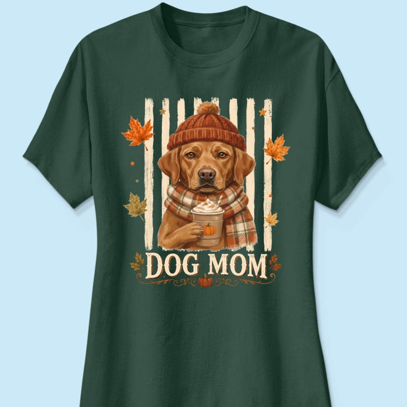 Dog Mom Fall Season Custom Photo - Personalized Shirt - Fall Season Gift For Dog Lovers