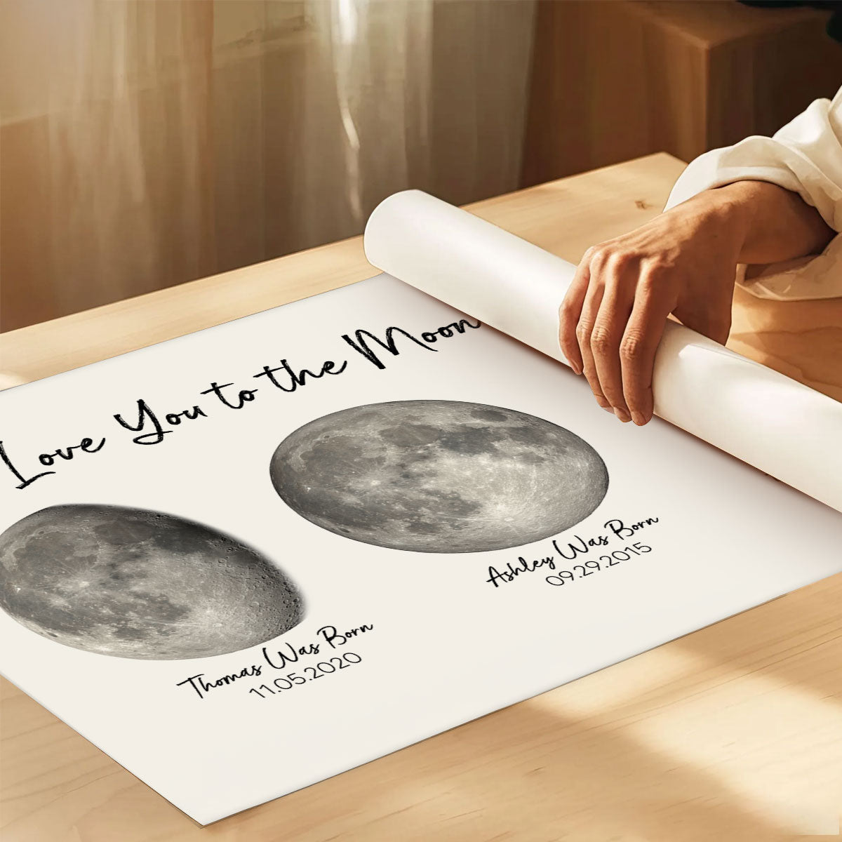 Love You To The Moon And Back Birth Moon Phase Personalized Poster, Gift For Mom, Grandma