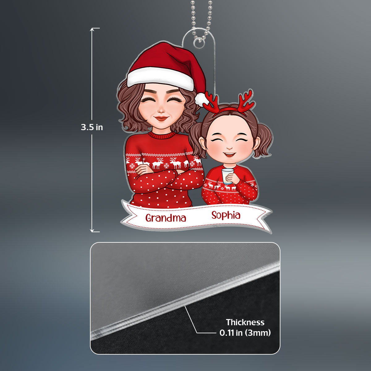 Pretty Grandma Grandkid Smiling Christmas Gift For Granddaughter Grandson Personalized Acrylic Ornament