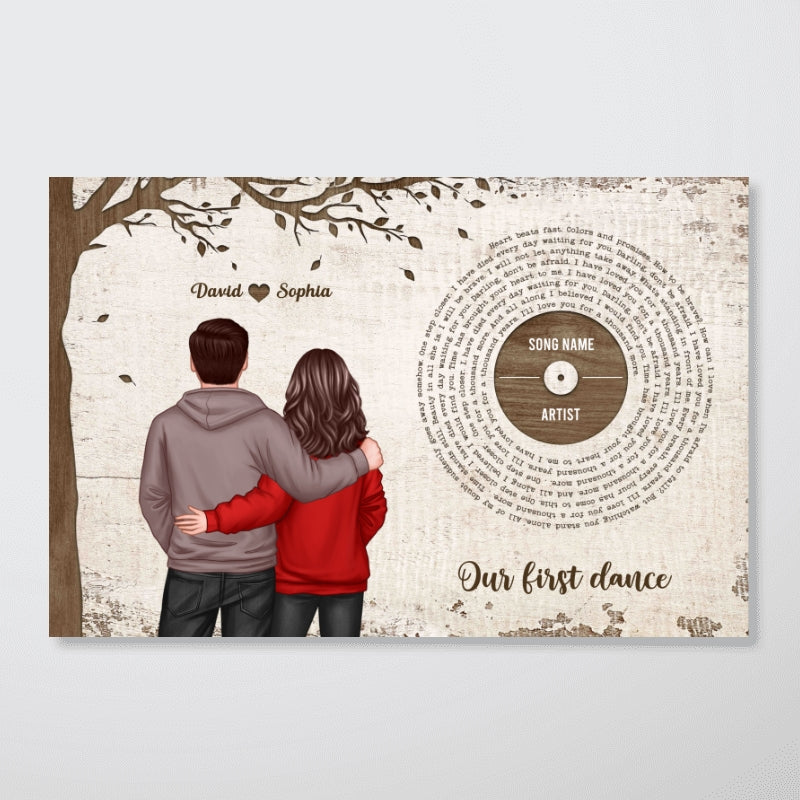Favorite Place In The World Couple Back View Favorite Song Vinyl Lyrics Personalized Poster, Gift For Him, For Her, For Valentine's Day
