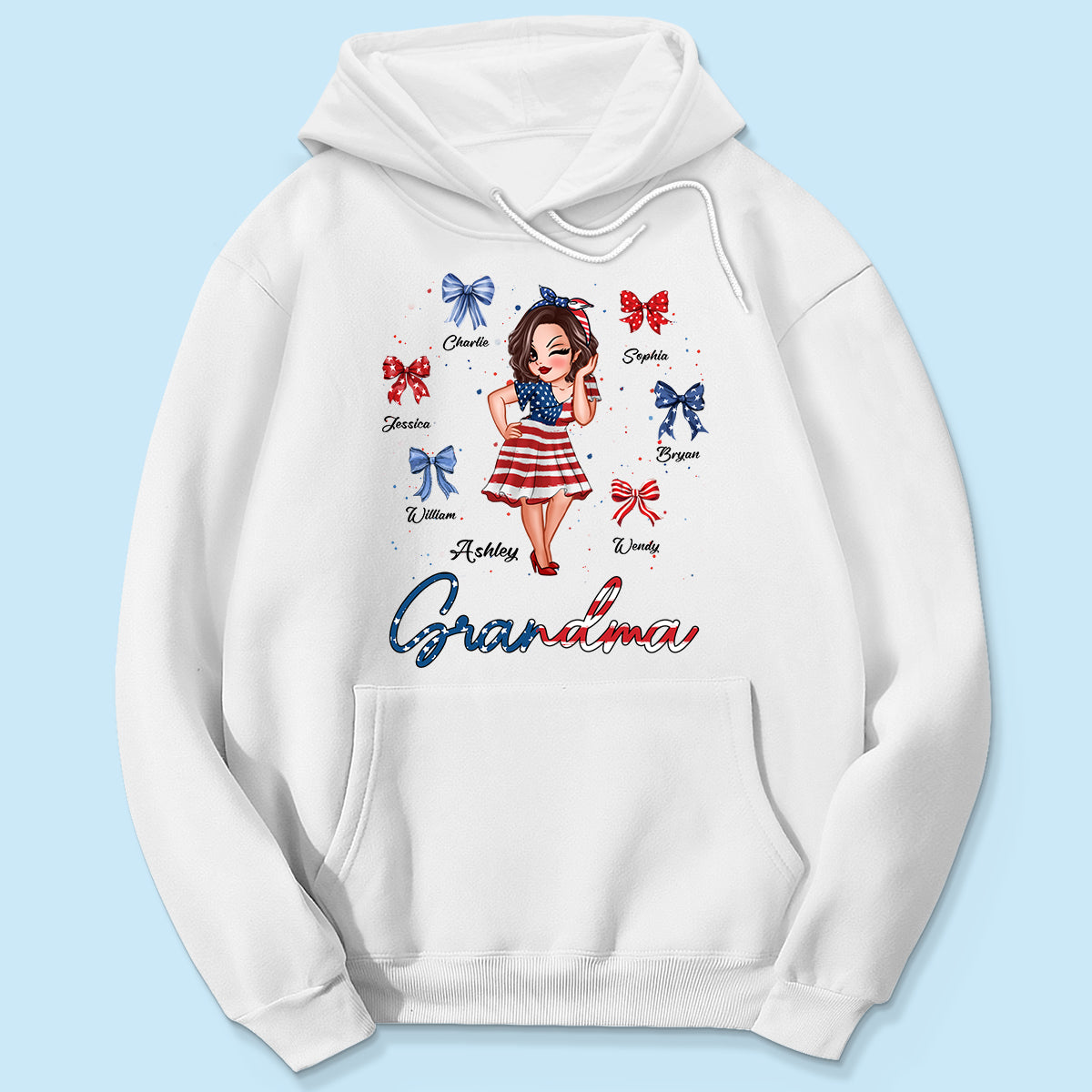 American Grandma Mom Bows Kids Personalized Shirt