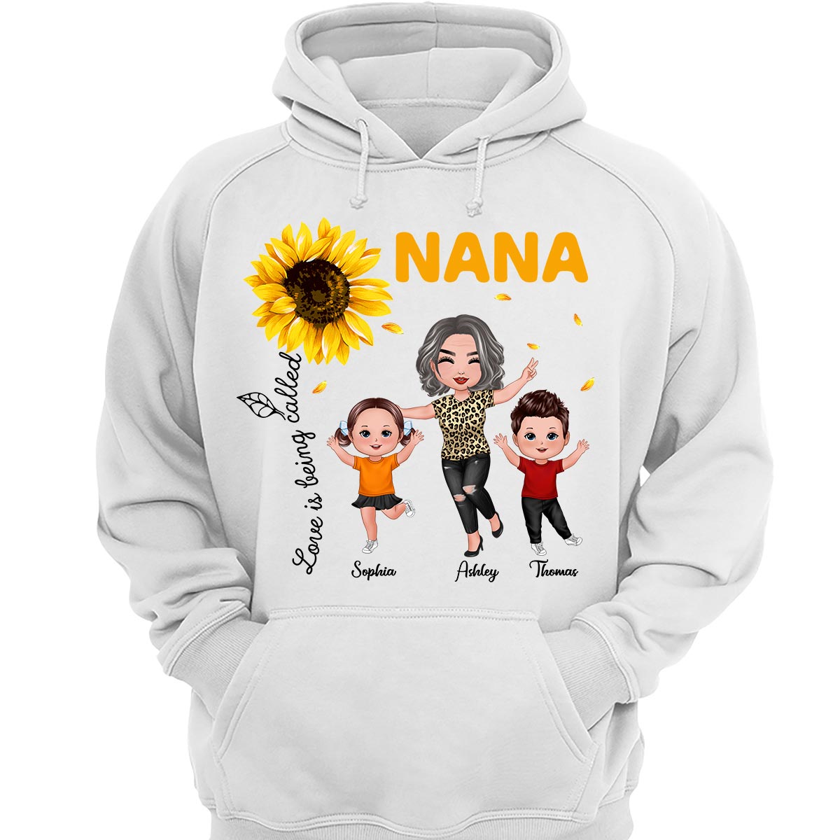Sunflower Love Is Being Called Grandma Happy Doll Grandma Grandkids Personalized Shirt