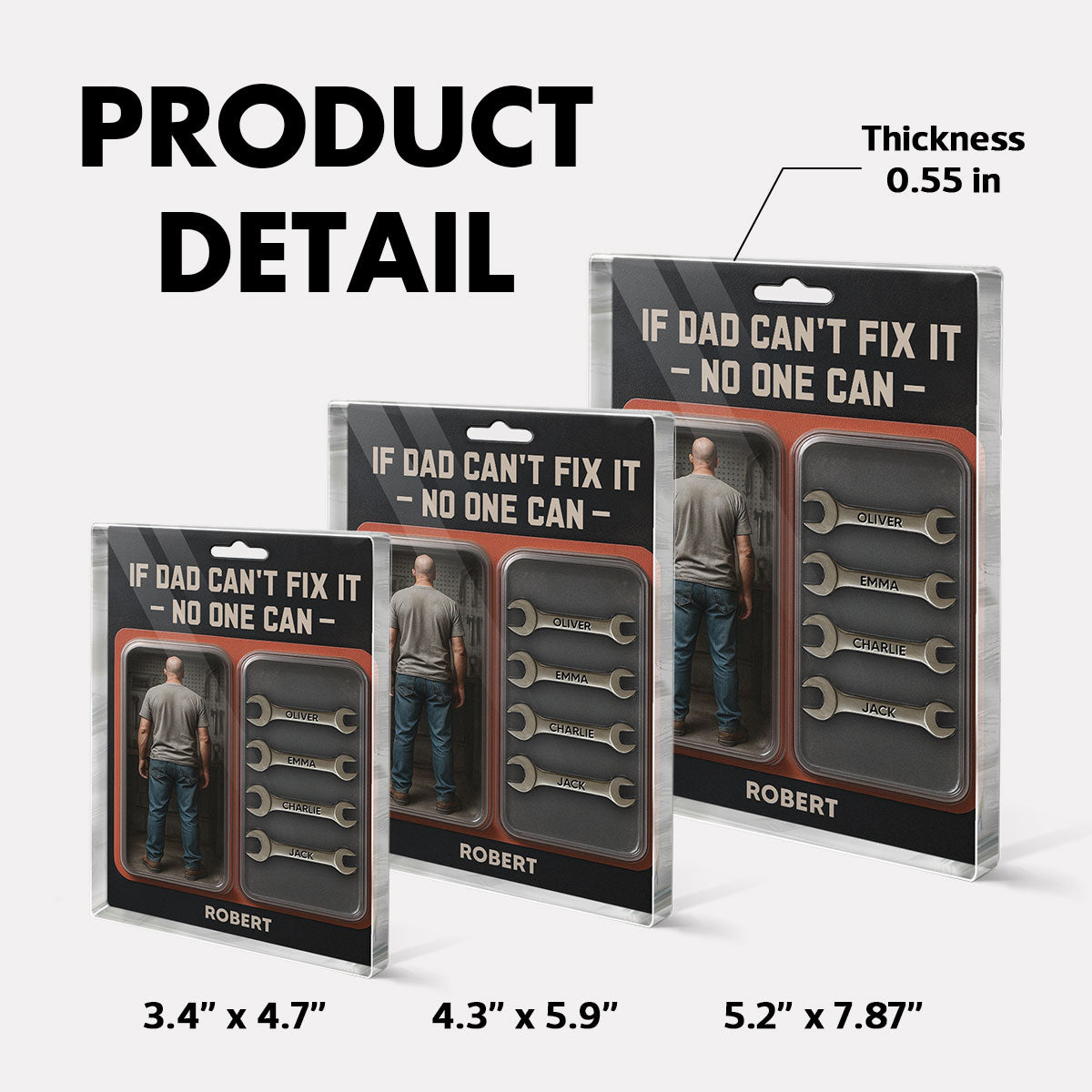 Garage DIY Mechanic Dad Grandpa Father's Day Gift Figure Style Personalized Acrylic Block Plaque