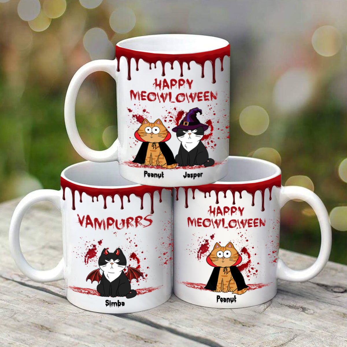 Happy Meowloween Spooky Annoying Cats Personalized Mug, Halloween Gift For Cat Lover