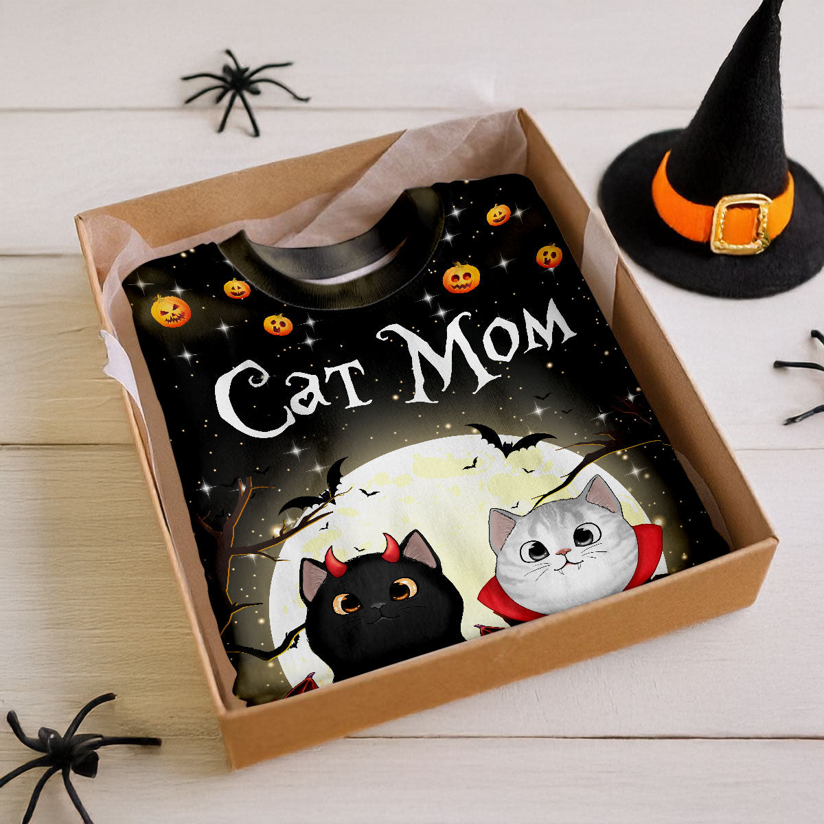 Spooky Cats In Halloween Moon Light Personalized Shirt, Halloween Costume For Cat Lover