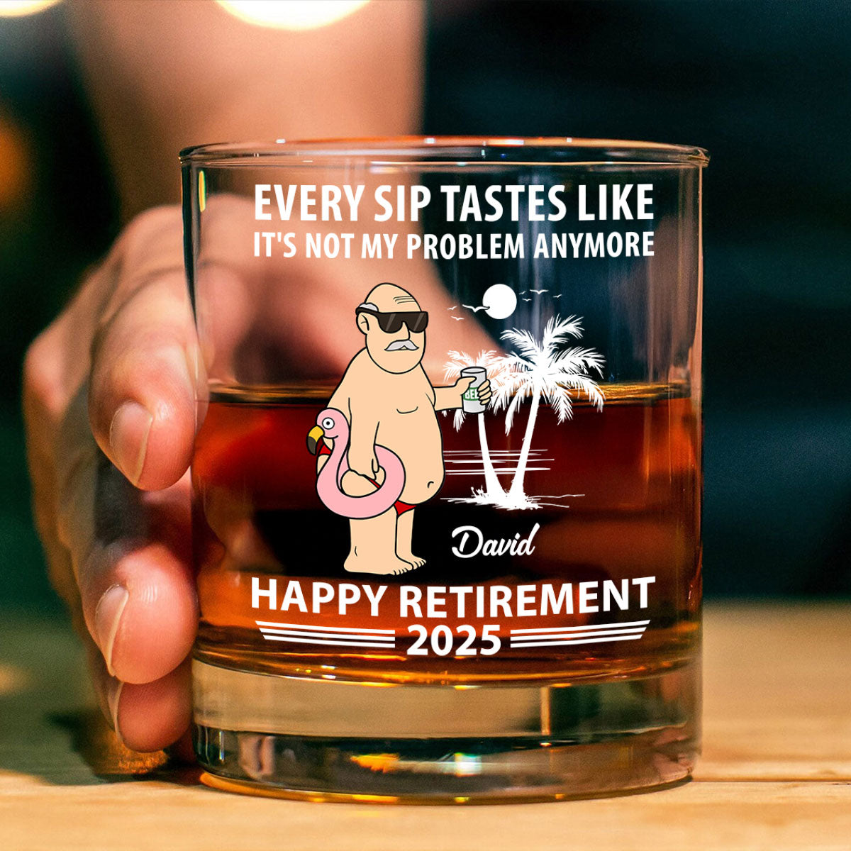 Every Sip Tastes Not My Problem Personalized Wine Glass, Funny Retirement Gift