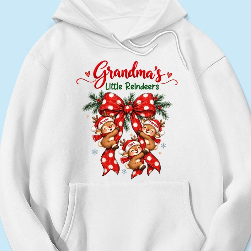 Grandma's Reindeer Christmas Bow - Personalized Shirt - Christmas Gift for Grandma, Trendy Cozy Sweatshirt for Grandma
