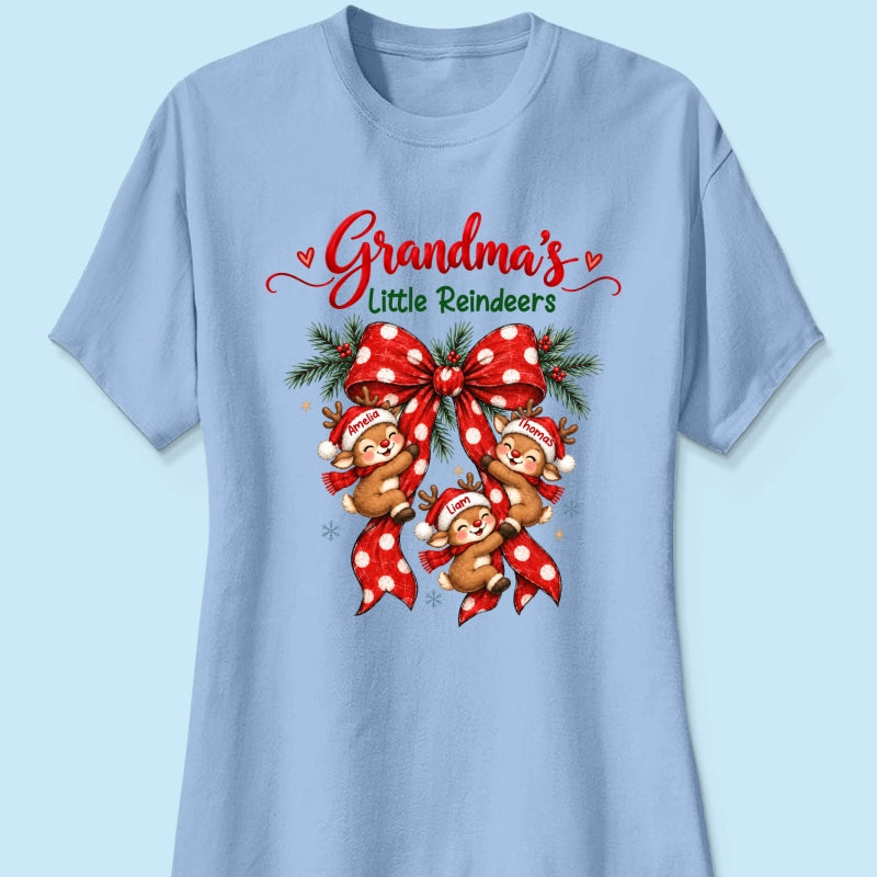 Grandma's Reindeer Christmas Bow - Personalized Shirt - Christmas Gift for Grandma, Trendy Cozy Sweatshirt for Grandma
