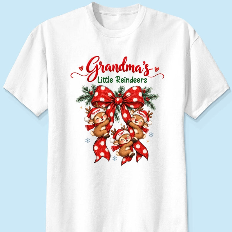 Grandma's Reindeer Christmas Bow - Personalized Shirt - Christmas Gift for Grandma, Trendy Cozy Sweatshirt for Grandma