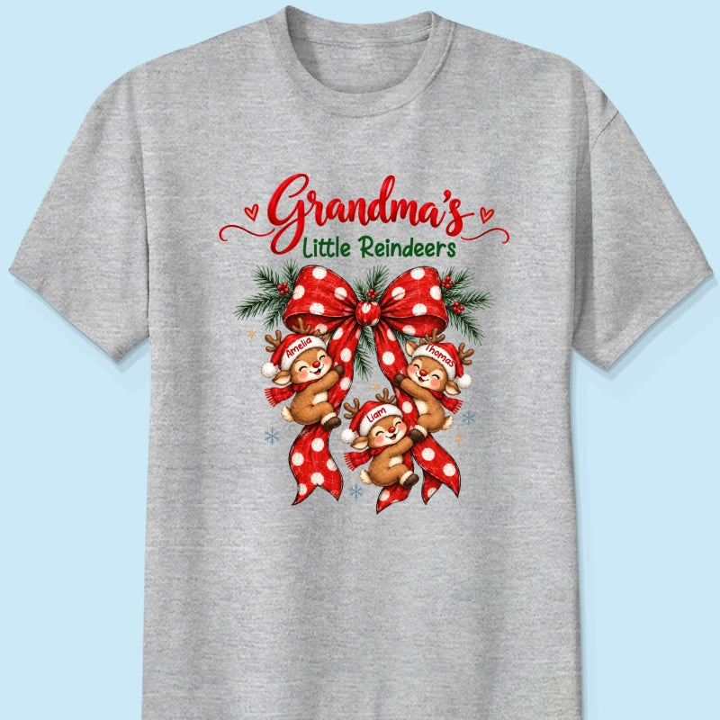 Grandma's Reindeer Christmas Bow - Personalized Shirt - Christmas Gift for Grandma, Trendy Cozy Sweatshirt for Grandma
