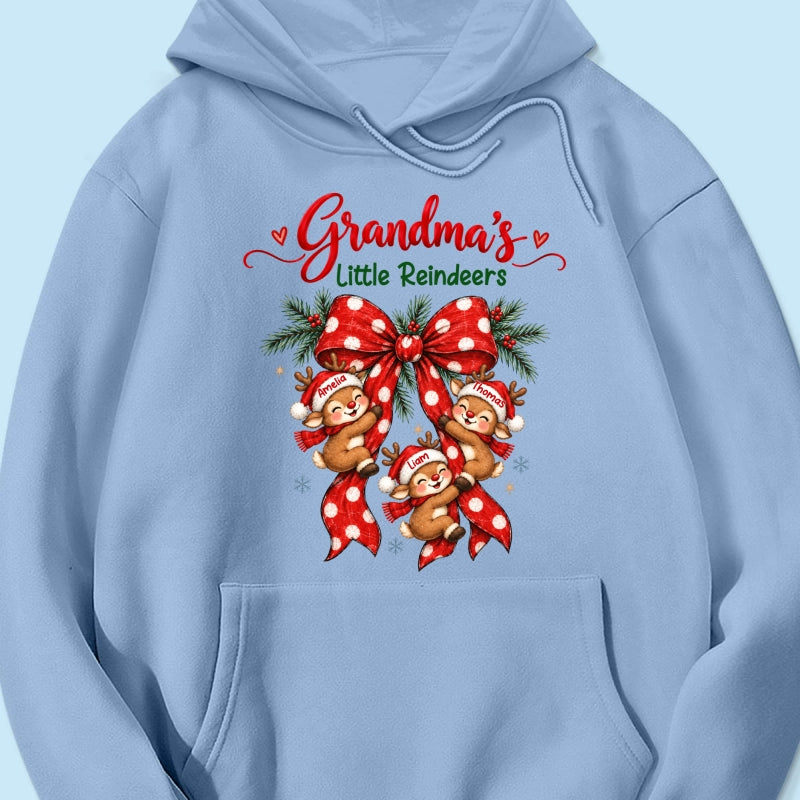 Grandma's Reindeer Christmas Bow - Personalized Shirt - Christmas Gift for Grandma, Trendy Cozy Sweatshirt for Grandma