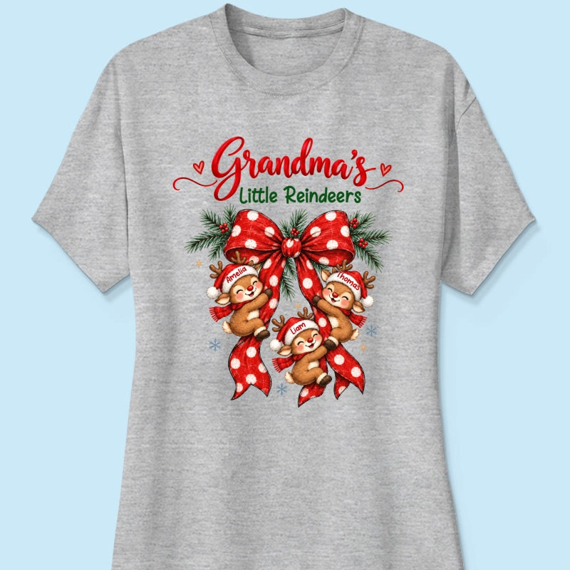 Grandma's Reindeer Christmas Bow - Personalized Shirt - Christmas Gift for Grandma, Trendy Cozy Sweatshirt for Grandma