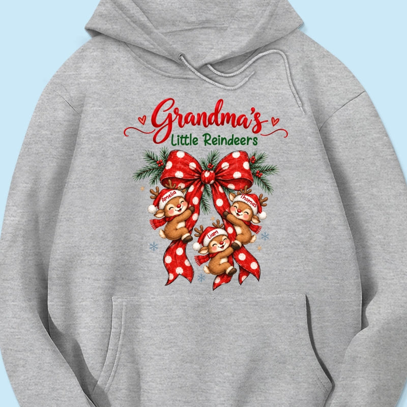 Grandma's Reindeer Christmas Bow - Personalized Shirt - Christmas Gift for Grandma, Trendy Cozy Sweatshirt for Grandma