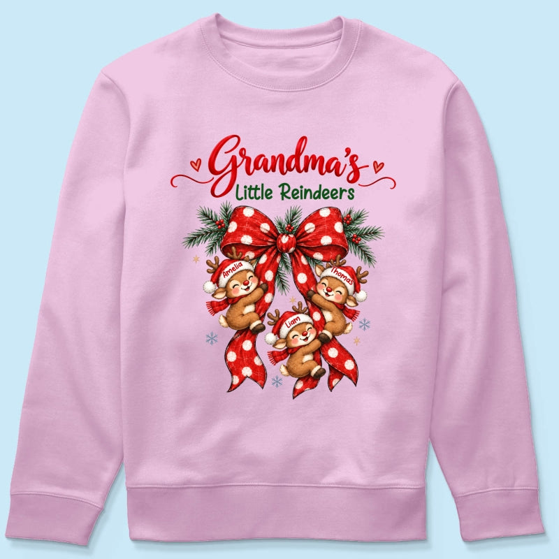 Grandma's Reindeer Christmas Bow - Personalized Shirt - Christmas Gift for Grandma, Trendy Cozy Sweatshirt for Grandma