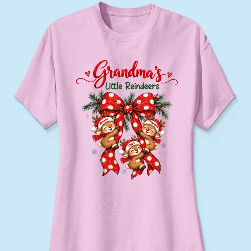 Grandma's Reindeer Christmas Bow - Personalized Shirt - Christmas Gift for Grandma, Trendy Cozy Sweatshirt for Grandma