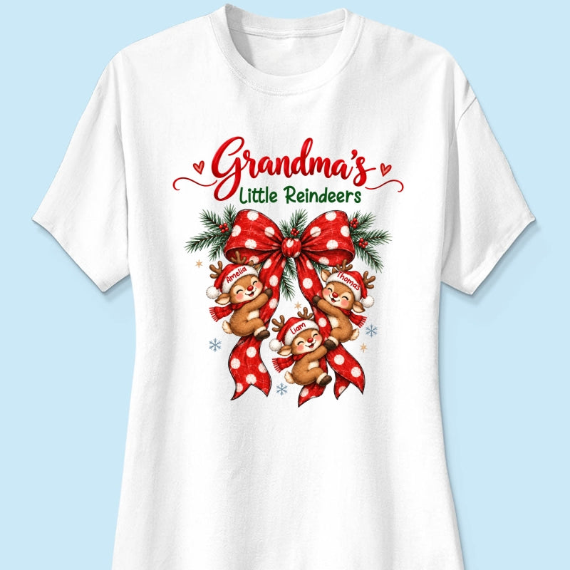 Grandma's Reindeer Christmas Bow - Personalized Shirt - Christmas Gift for Grandma, Trendy Cozy Sweatshirt for Grandma