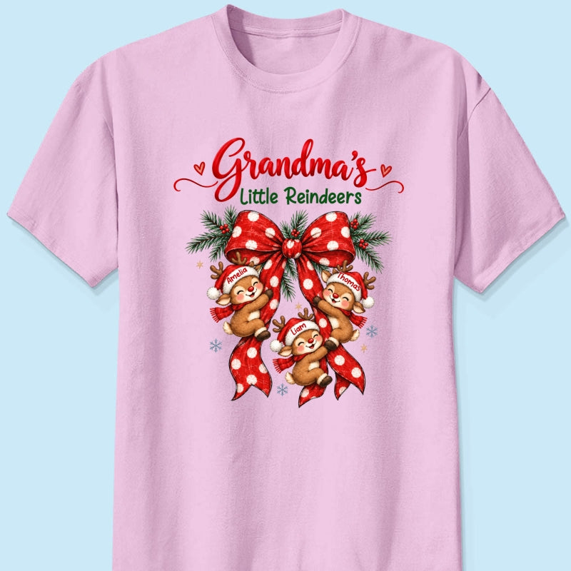 Grandma's Reindeer Christmas Bow - Personalized Shirt - Christmas Gift for Grandma, Trendy Cozy Sweatshirt for Grandma