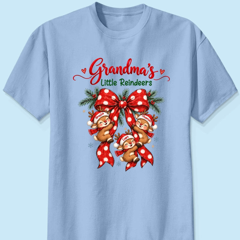 Grandma's Reindeer Christmas Bow - Personalized Shirt - Christmas Gift for Grandma, Trendy Cozy Sweatshirt for Grandma