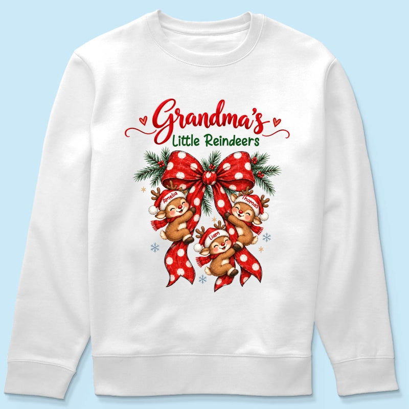 Grandma's Reindeer Christmas Bow - Personalized Shirt - Christmas Gift for Grandma, Trendy Cozy Sweatshirt for Grandma