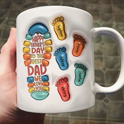 Happy Father's Day Dad Footprints Personalized 3D Inflated Printed Mug