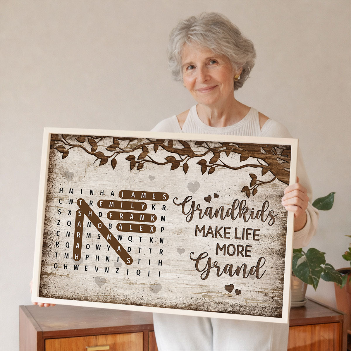 Grandkids Make Life More Grand Word Search Puzzle - Personalized Poster - Gift For Grandma, Grandpa, Grandparents