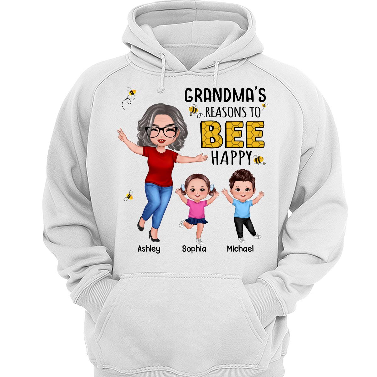 Reasons Bee Happy Grandma & Grandkids Gift For Grandma Mom Personalized Shirt