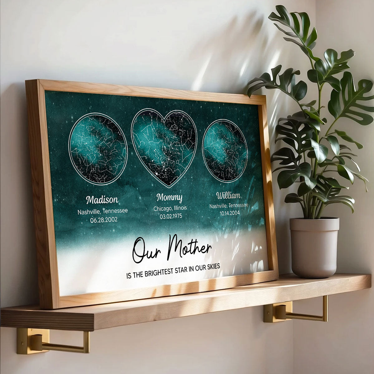 Mom The Brightest Star Custom Star Map by Location & Date, Real Astronomical Data, Personalized Poster Gift for Mom from Daughter, Gift for Mom from Son