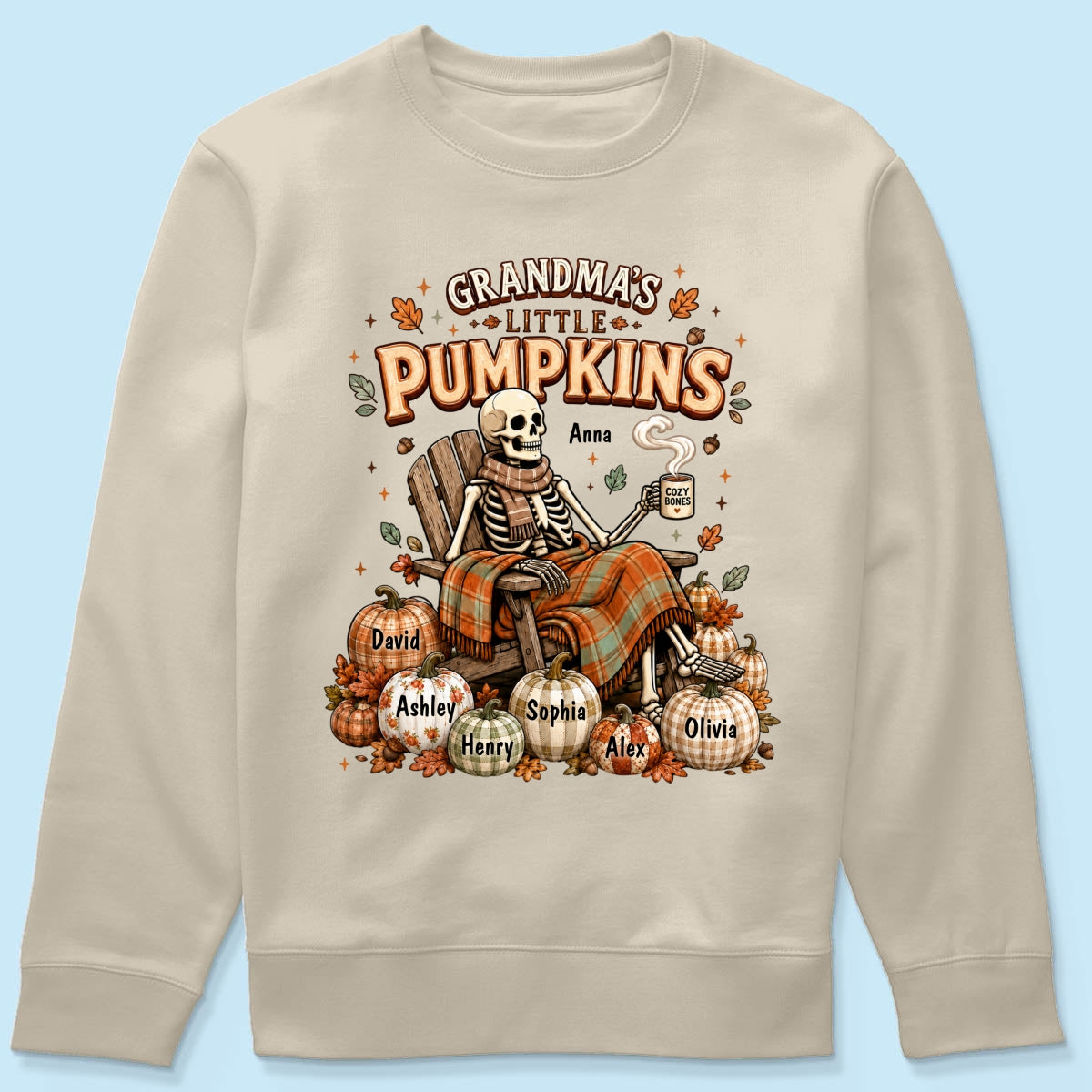 Grandma Skeleton Pumpkins Halloween - Personalized Shirt - Halloween Gift, Gift For Grandma