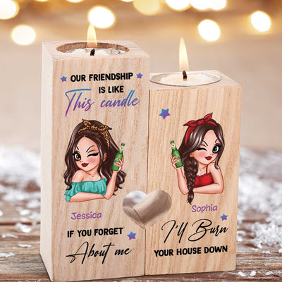 Our Friendship Is Like This Candle Personalized Candle Holder, Birthday Christmas Gift For Best Friends, Besties