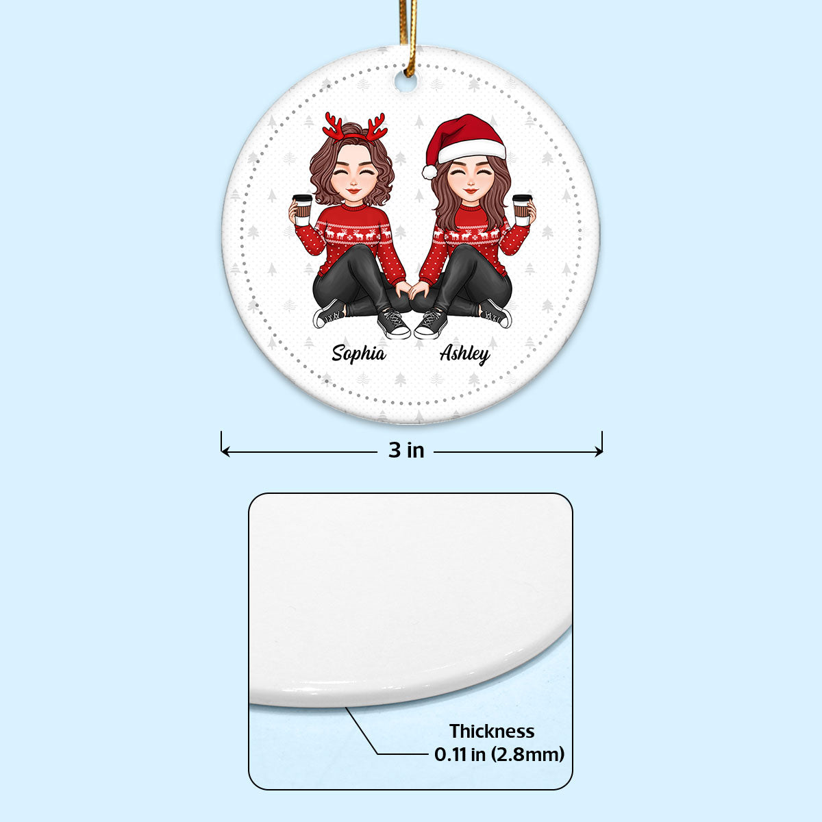 Cool Besties Our Laughs Are Limitless Personalized Double Sided Circle Ornament