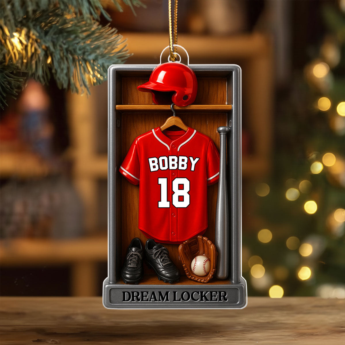 Baseball Softball Jersey Dream Locker - Personalized Acrylic Ornament - Christmas Gift for Sons, Grandsons, Boyfriends