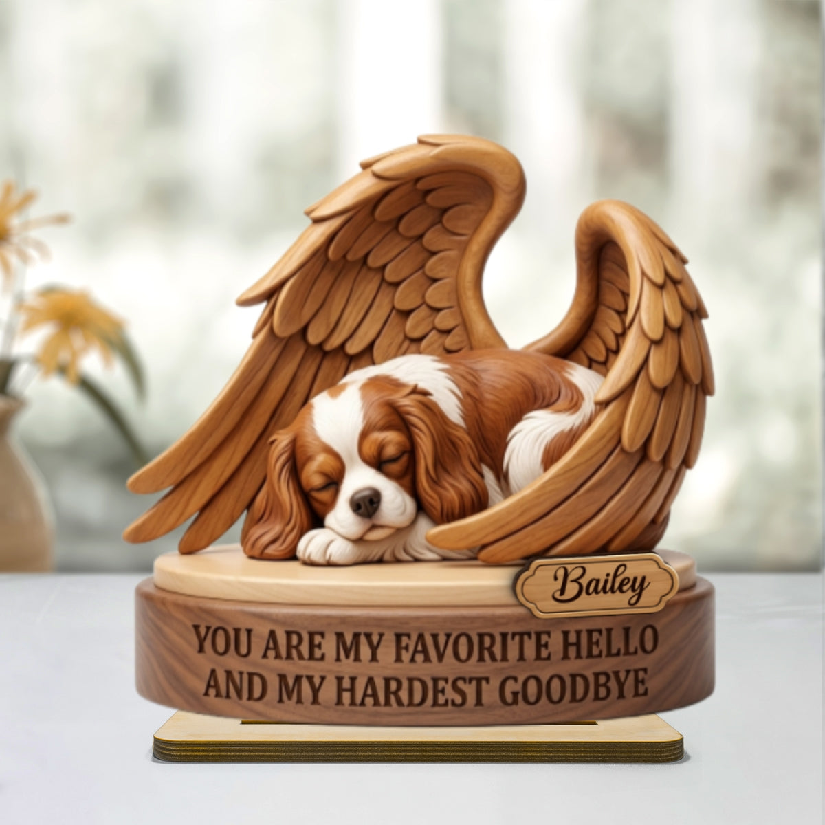 My Favorite Hello and Hardest Goodbye Pet Memorial - Personalized 2-Layered Wooden Plaque - Heartfelt Sympathy Keepsake