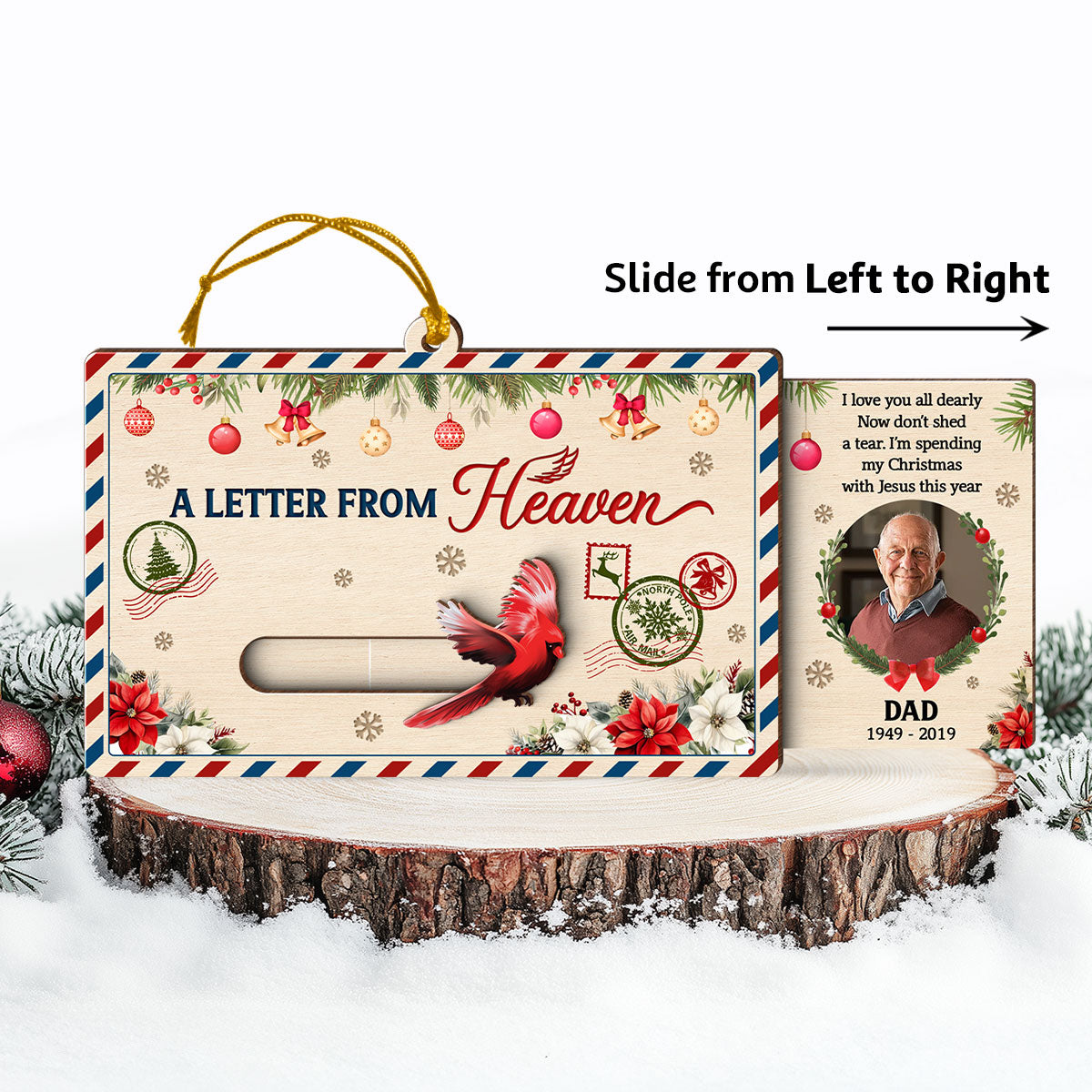 A Letter From Heaven Custom Photo - Personalized Slider Ornament - Meaningful Sympathy Gift Remembrance Keepsake