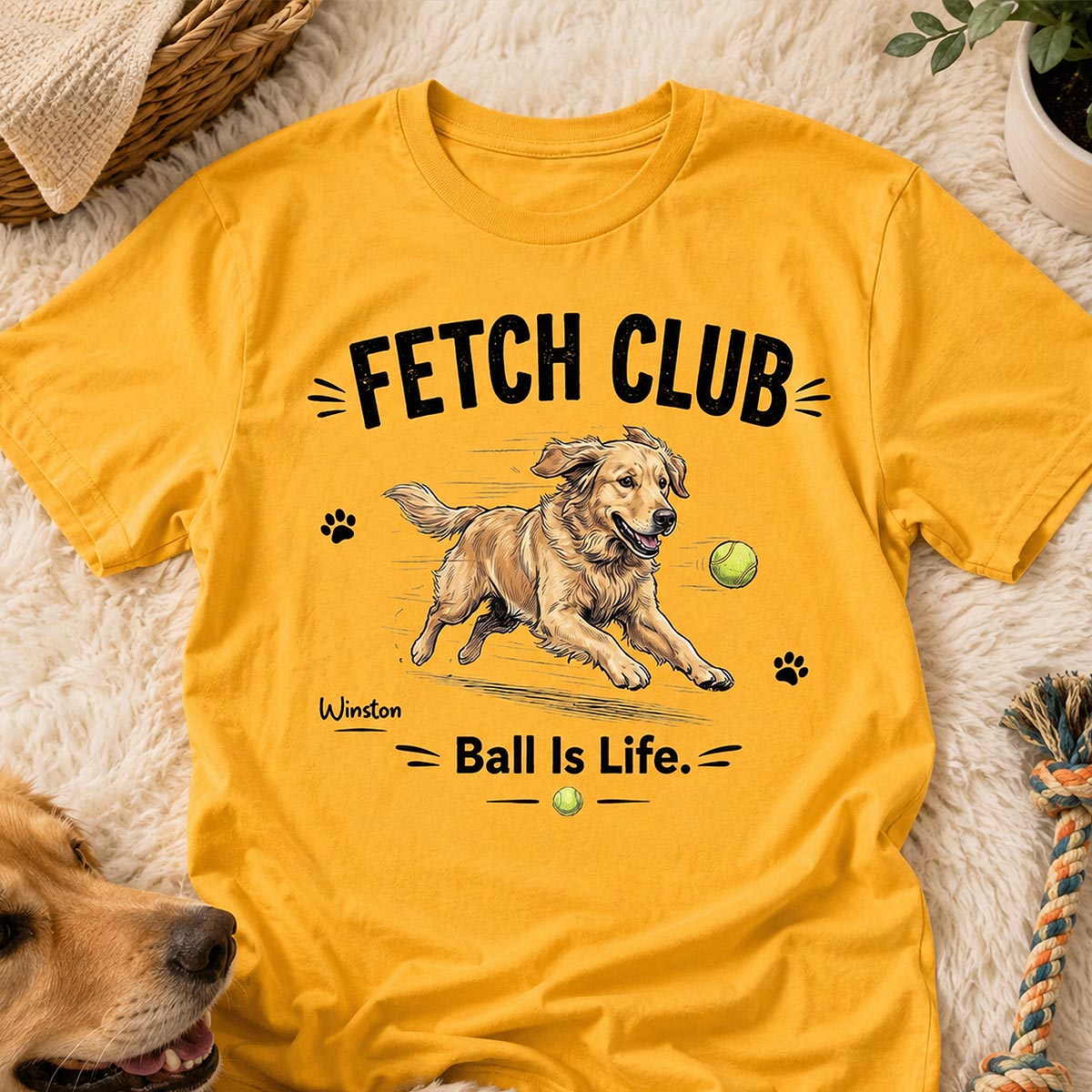 Ball Is Life Funny Dog Art Chasing Tennis Ball From Your Dog Photo - Personalized Shirt - Funny Gift For Dog Lover