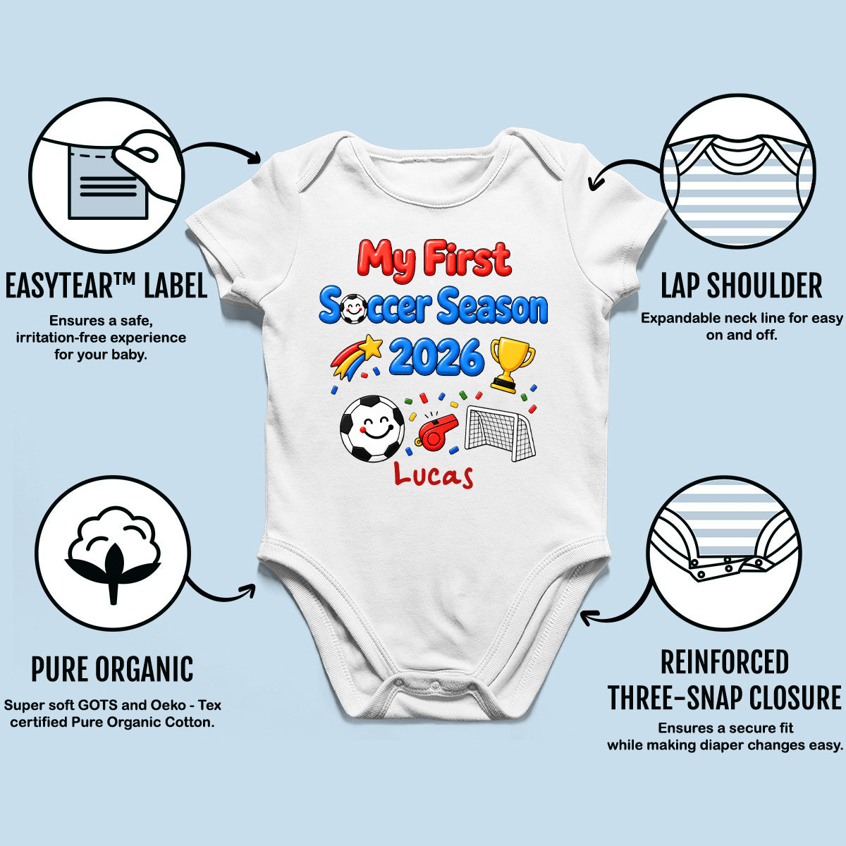 My First World Cup 2026 Baby Custom Name - Personalized Baby Apparel - 2026 Soccer World Champion Keepsake For Baby