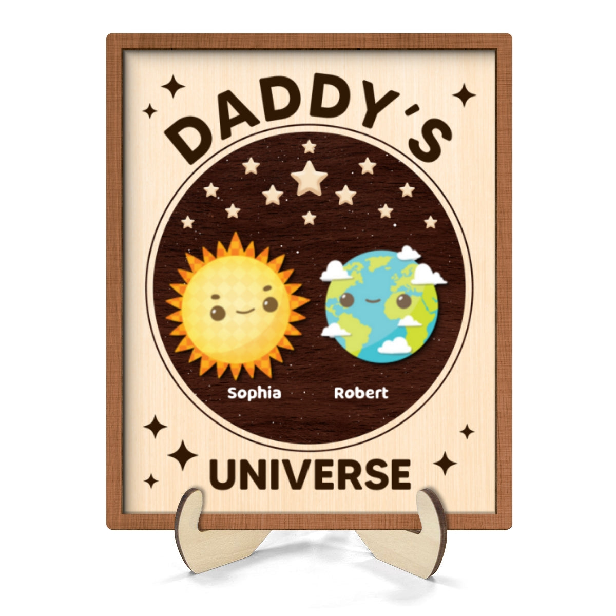 Daddy's Universe Father's Day Gift Personalized 2-Layer Wooden Plaque